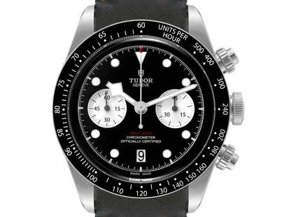 Tudor Heritage Black Bay Chronograph Reverse Panda Dial Watch: Tudor Heritage Black Bay Chronograph Reverse Panda Dial Watch ---- Product Code: 47947-34CB0 ---- Brand: Tudor ---- Condition: Pre-Owned ---- Tudor Heritage Black Bay Chronograph Reverse Panda Dial Wa