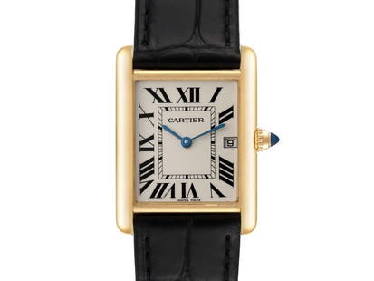 Cartier Tank Louis Yellow Gold Black Strap Mens Watch: Cartier Tank Louis Yellow Gold Black Strap Mens Watch ---- Product Code: 54598-34CB0 ---- Brand: Cartier ---- Condition: Pre-Owned ---- Cartier Tank Louis Yellow Gold Black Strap Mens Watch Quartzmove