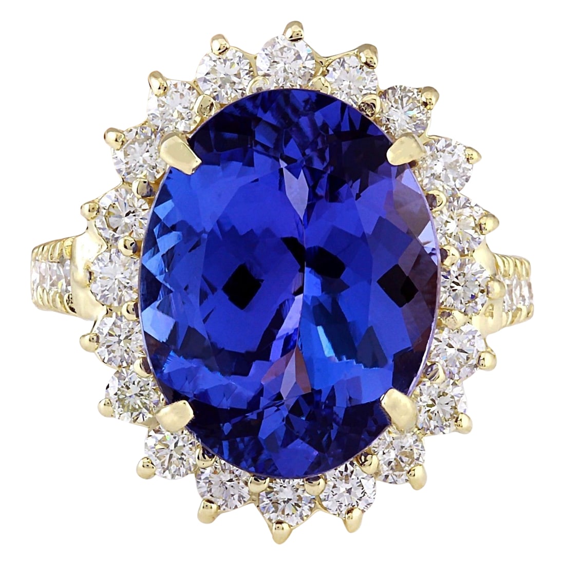 10.08 Carat Tanzanite 14K Yellow Gold Diamond Ring: 10.08 Carat Tanzanite 14K Yellow Gold Diamond Ring 10.08 Carat Natural Tanzanite 14K Solid Yellow Gold Diamond RingItem Type: RingItem Style: CocktailMaterial: 14K Yellow GoldMainstone: TanzaniteStone