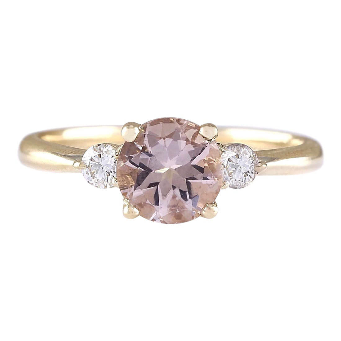 1.20 Carat Morganite 18K Yellow Gold Diamond Ring: 1.20 Carat Morganite 18K Yellow Gold Diamond Ring Stamped: 18K Yellow Gold Total Ring Weight: 2.2 Grams Ring Length: N/A Ring Width: N/A Gemstone Weight: Total Natural Morganite Weight is 1.00 Carat (