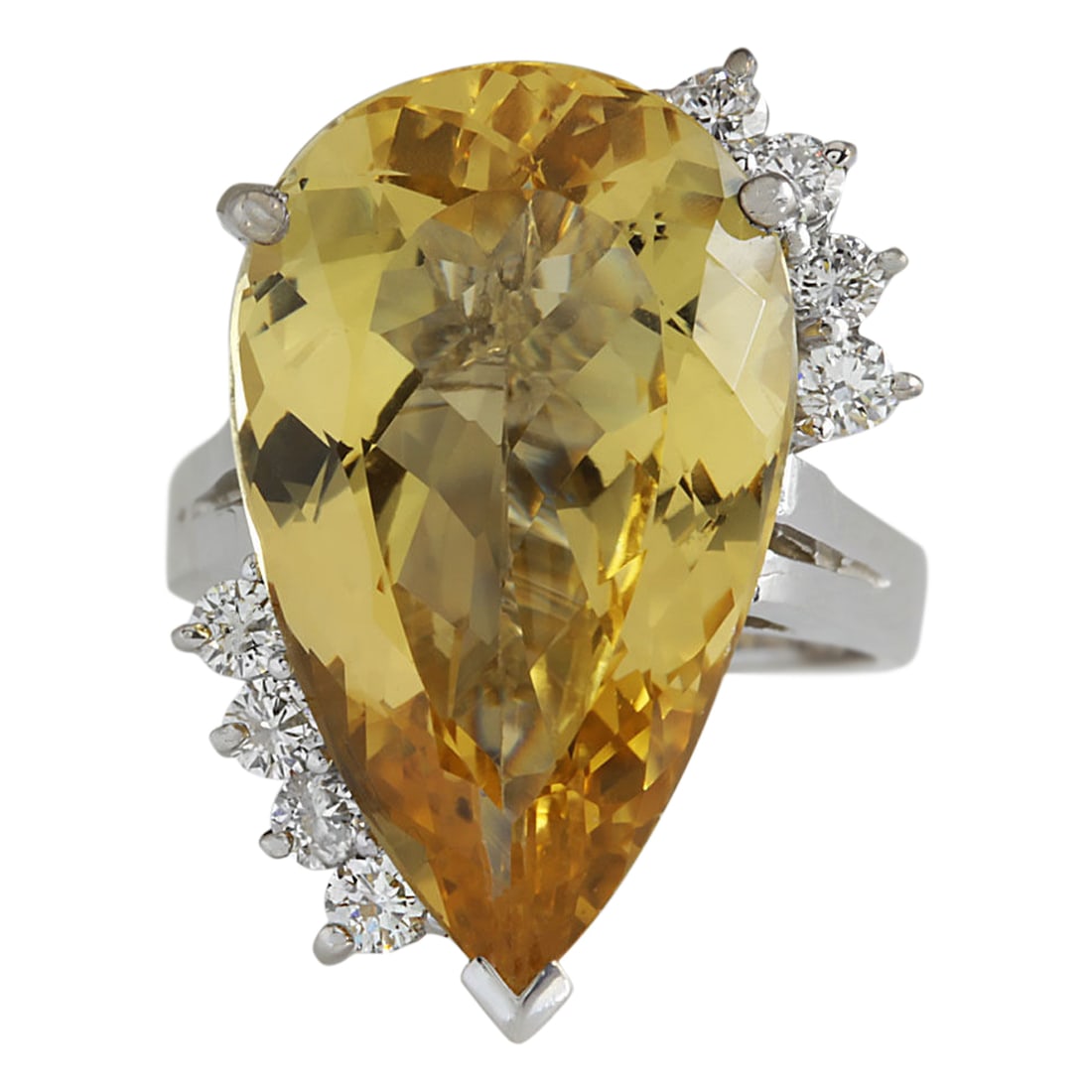 12.50 Carat Natural Beryl 14K White Gold Diamond Ring: 12.50 Carat Natural Beryl 14K White Gold Diamond Ring Stamped: 14K White Gold Total Ring Weight: 7.0 Grams Ring Length: N/A Ring Width: N/A Gemstone Weight: Total Natural Beryl Weight is 12.14 Carat (