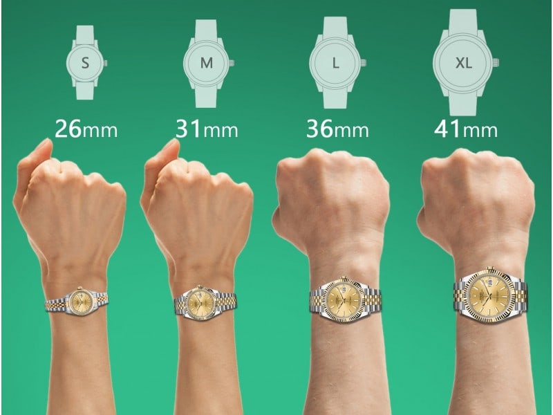 Rolex sizes mens sale