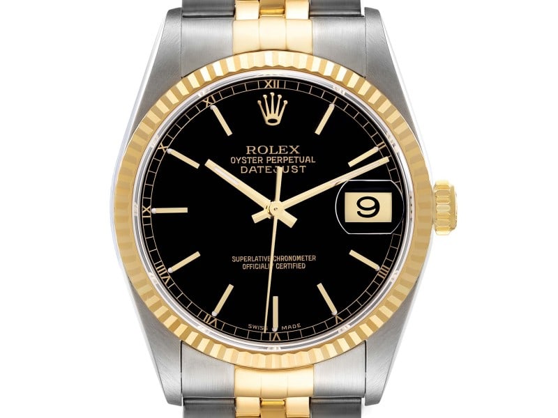 Rolex Datejust Steel Yellow Gold Black Dial Steel Mens Watch: Rolex Datejust Steel Yellow Gold Black Dial Steel Mens Watch ---- Product Code: 55015-34CB0 ---- Brand: Rolex ---- Condition: Pre-Owned ---- Rolex Datejust Steel Yellow Gold Black Dial Steel Mens Watc