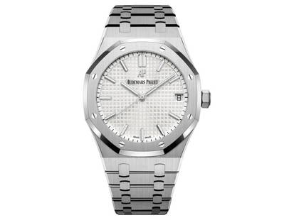 AUDEMARS PIGUET ROYAL OAK SELF WINDING 41MM WHITE DIAL STAINLESS STEEL WATCH: AUDEMARS PIGUET ROYAL OAK SELF WINDING 41MM WHITE DIAL STAINLESS STEEL WATCH ---- Product Code: AUDEMARSPI-61DDFAD1A50AF ---- Brand ---- Condition: Never Worn ---- NEW 2021 AUDEMARS PIGUET ROYAL OAK S