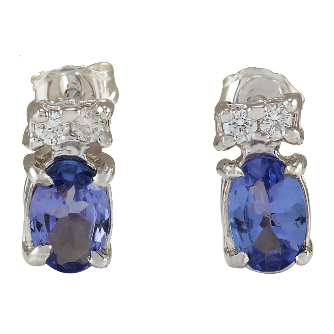 1.72 Carat Tanzanite 14K White Gold Diamond Earrings: 1.72 Carat Tanzanite 14K White Gold Diamond Earrings Stamped: 14K White Gold Total Earrings Weight: 1.5 Grams Earrings Length: 0.37 Inches Earrings Width: 4.70 mm Gemstone Weight: Total Natural Tanzan
