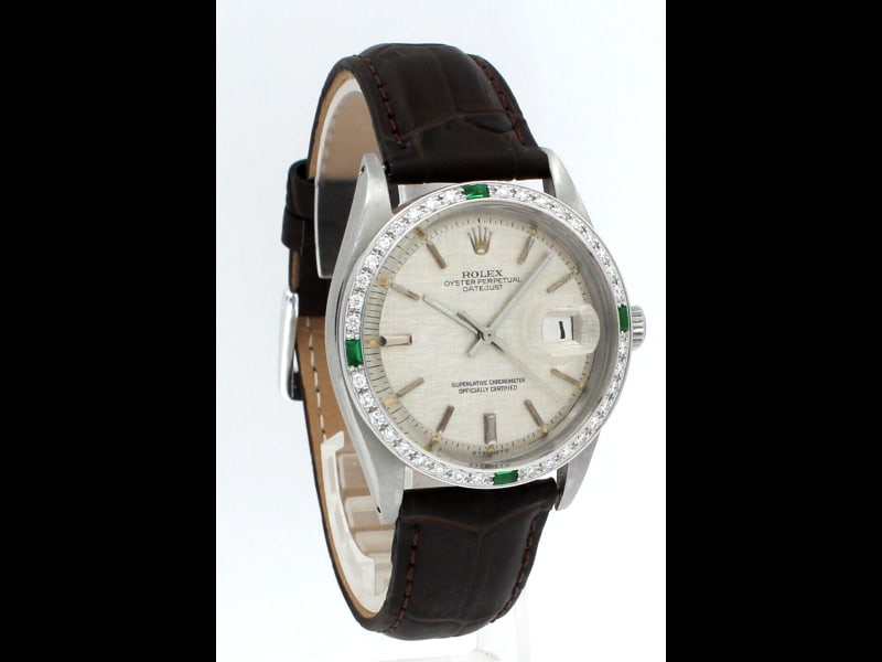 Mens Rolex Oyster Perpetual Datejust Stainless White Gold Diamonds Green 36mm: Mens Rolex Oyster Perpetual Datejust Stainless White Gold Diamonds Green 36mm Product Code: 195926050187-E Brand: Rolex Condition: Pre-Owned Model: Rolex Datejust Item Specifics: Band Color: Brown