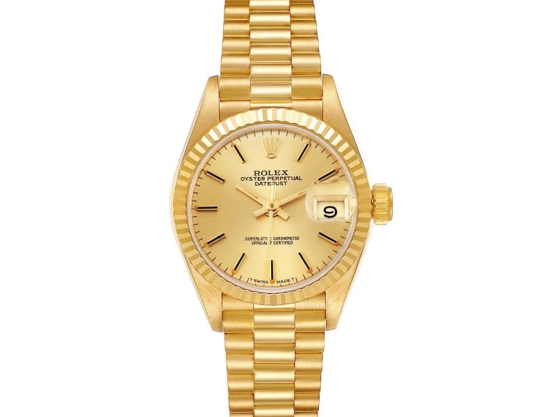 Rolex President Datejust Yellow Gold Champagne Dial Ladies Watch: Rolex President Datejust Yellow Gold Champagne Dial Ladies Watch Product Code: 38403-34CB0 Brand: Rolex Condition: Pre-Owned Rolex President Datejust Yellow Gold Champagne Dial Ladies Watch Officially