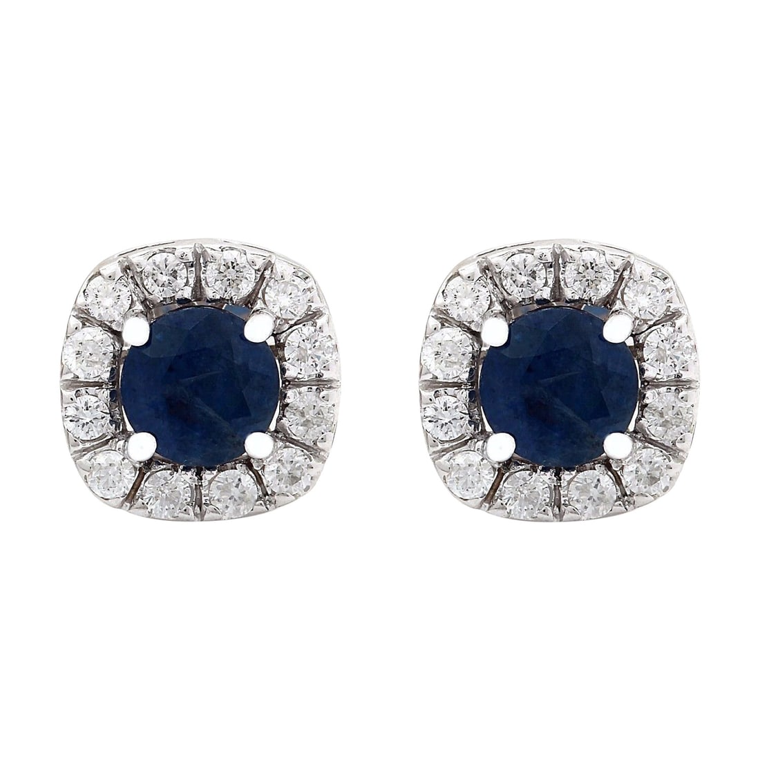 2.13 Carat Sapphire 14K White Gold Diamond Earrings: 2.13 Carat Sapphire 14K White Gold Diamond Earrings 2.13 Carat Natural Ceylon Sapphire 14K Solid White Gold Diamond Stud EarringsItem Type: EarringsItem Style: StudItem Length: 10.03 mmItem Width: 10.