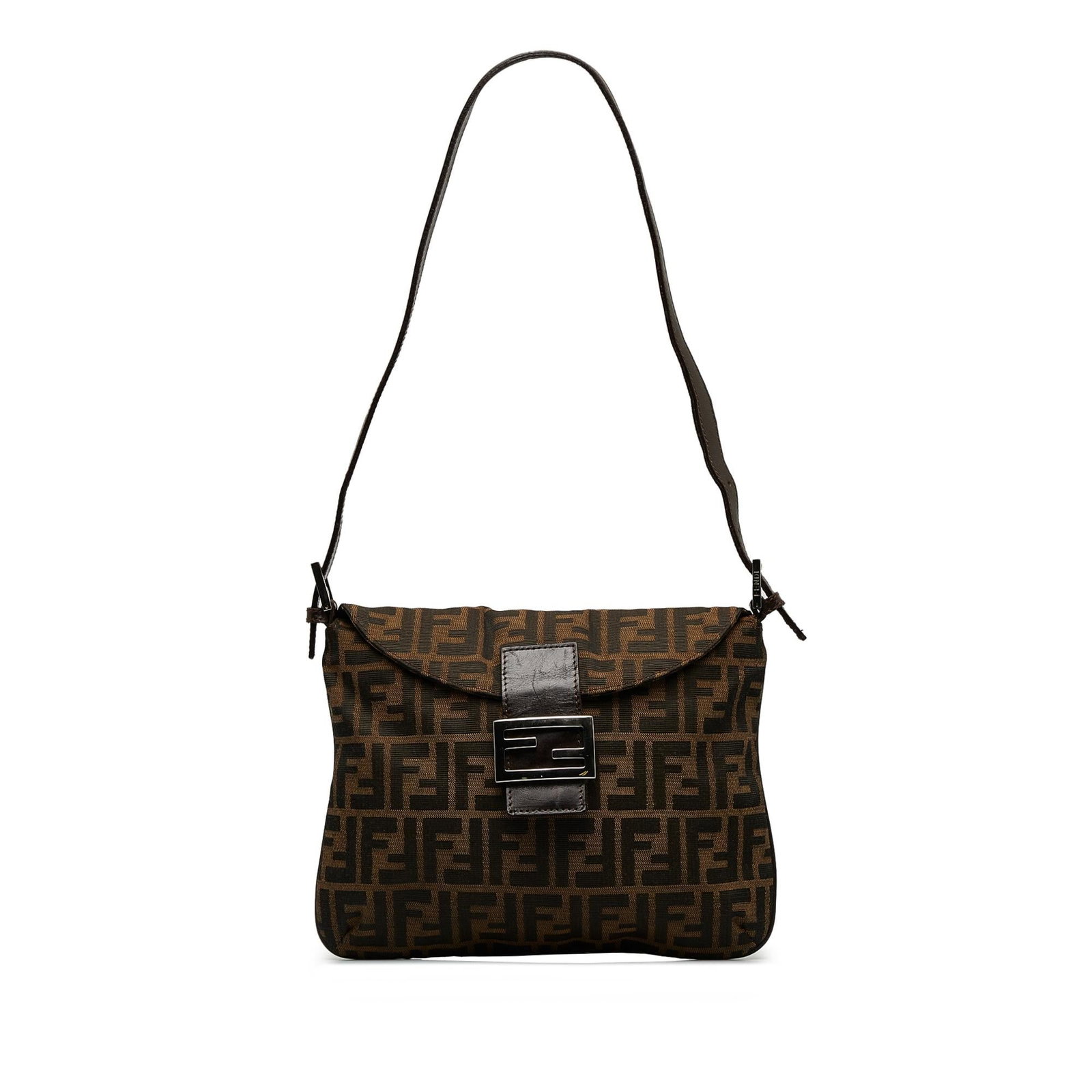 Fendi Zucca Double Flap Shoulder Bag: Fendi Zucca Double Flap Shoulder Bag ---- Founded in 1925, the high Italian fashion house of Fendi is renowned for their quality, glamour, and uniquely-creative designs. Fendi?s FF logo print is makin