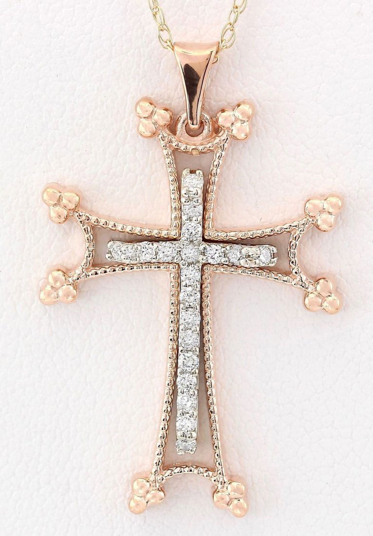 .30 CTW Natural Diamond Pendant In 14k Solid Rose Gold: Stamped: 14K Total Pendant Weight: 4.2 Grams Diamond Weight: Total natural diamond weight is .30carat. SI1-SI2 clarity / G-H color Face Measures: 20.10x21.81mm SKU: [703728]