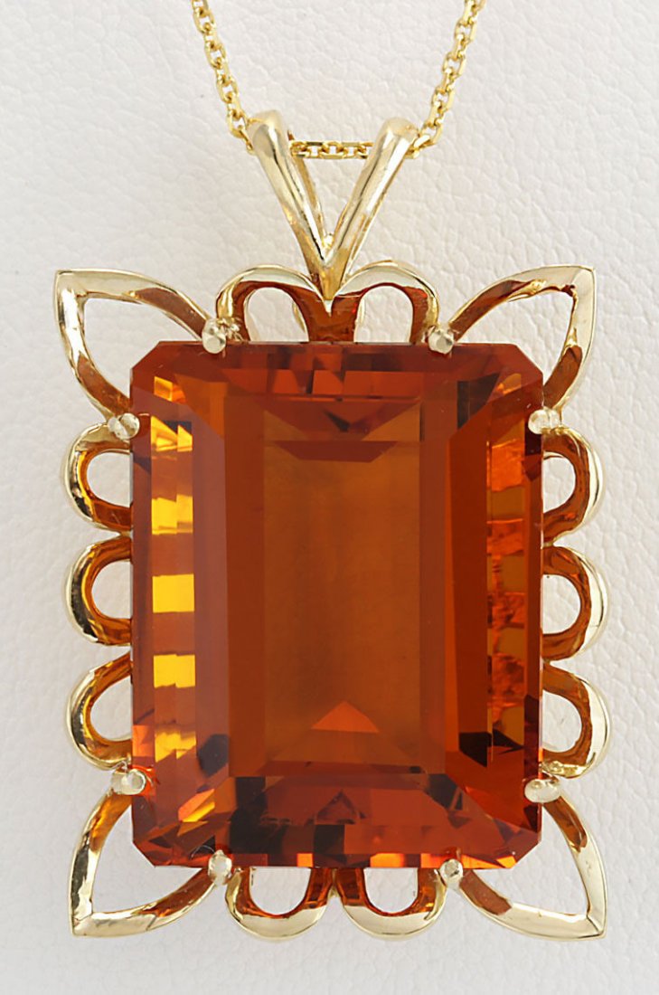 55 CTW Natural Citrine Pendant In 14k Solid Yellow Gold: Stamped: 14K Total Pendant Weight: 19.5Grams Center Gemstone Weight: Total Natural Citrine Weight is 55.00ctw (Measures: 24.84x19.48mm) Face Measures: 32.37x26.00mm SKU: [703991]