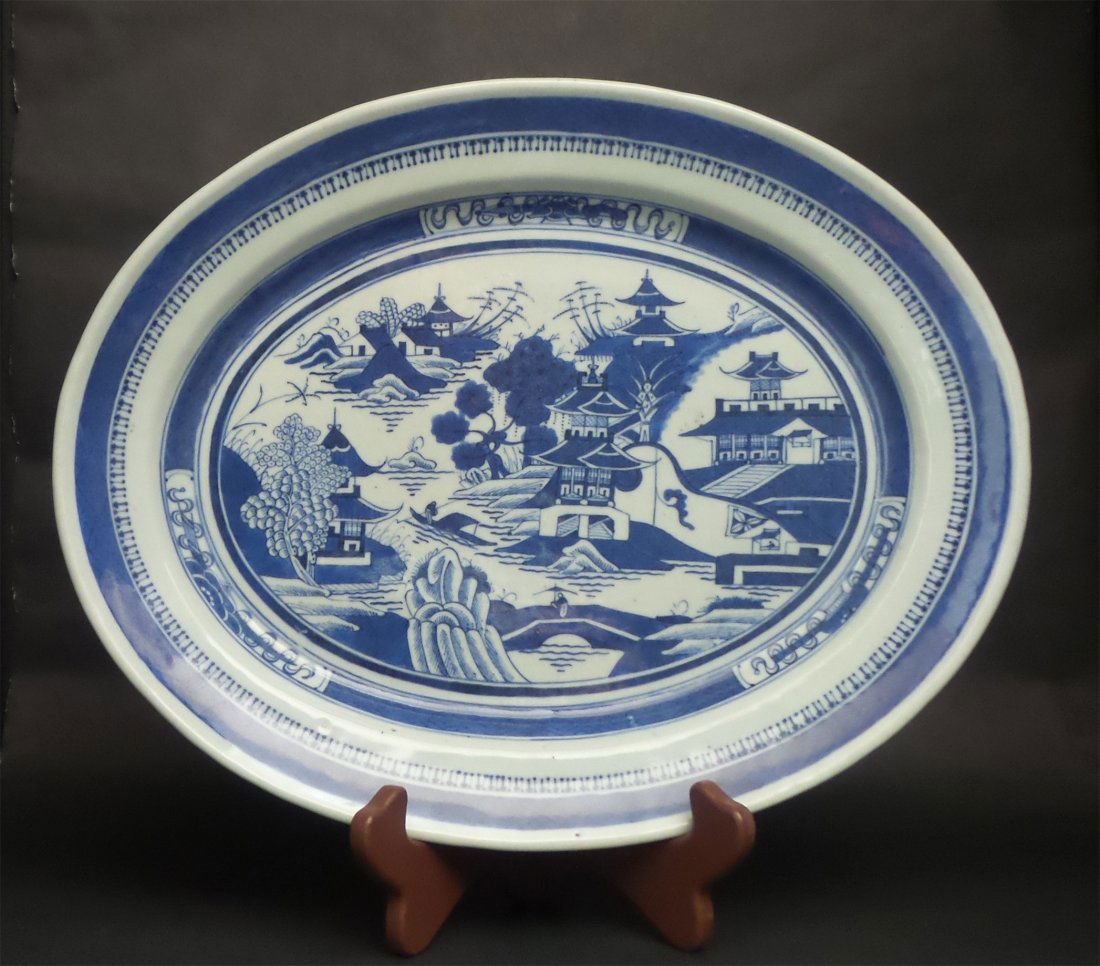 A Large Chinese Antique Blue & White Porcelain Plate (1 of 5)