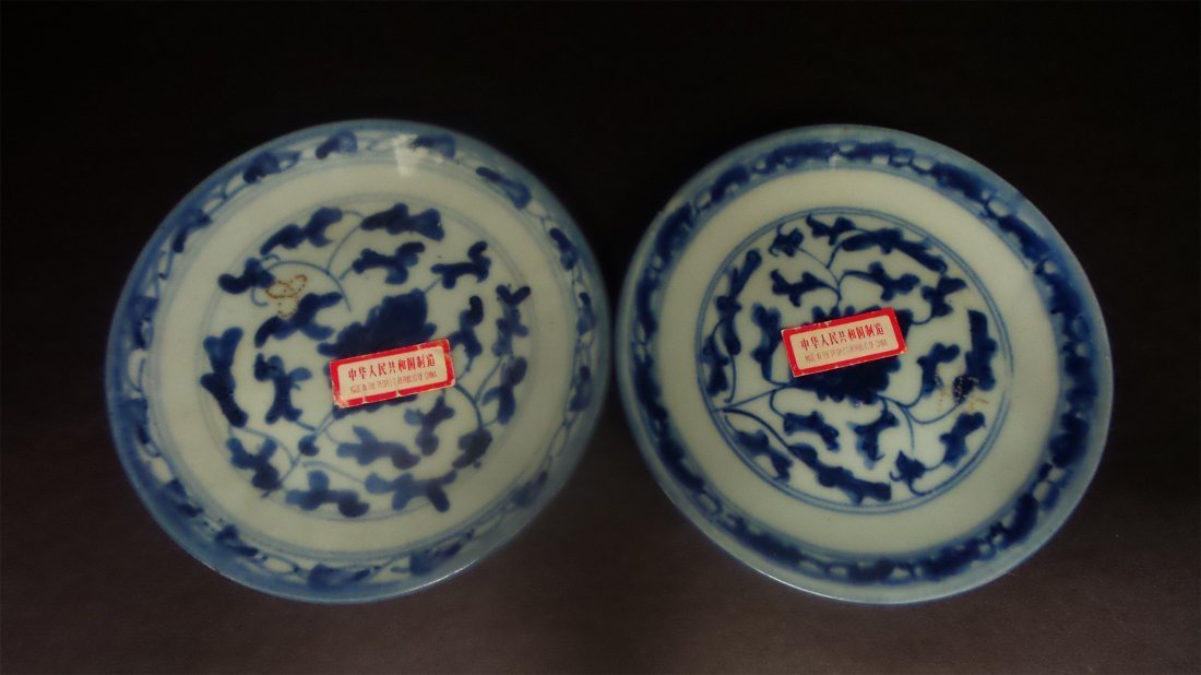 QING - A PAIR BLUE AND WHITE PLATE (1 of 3)