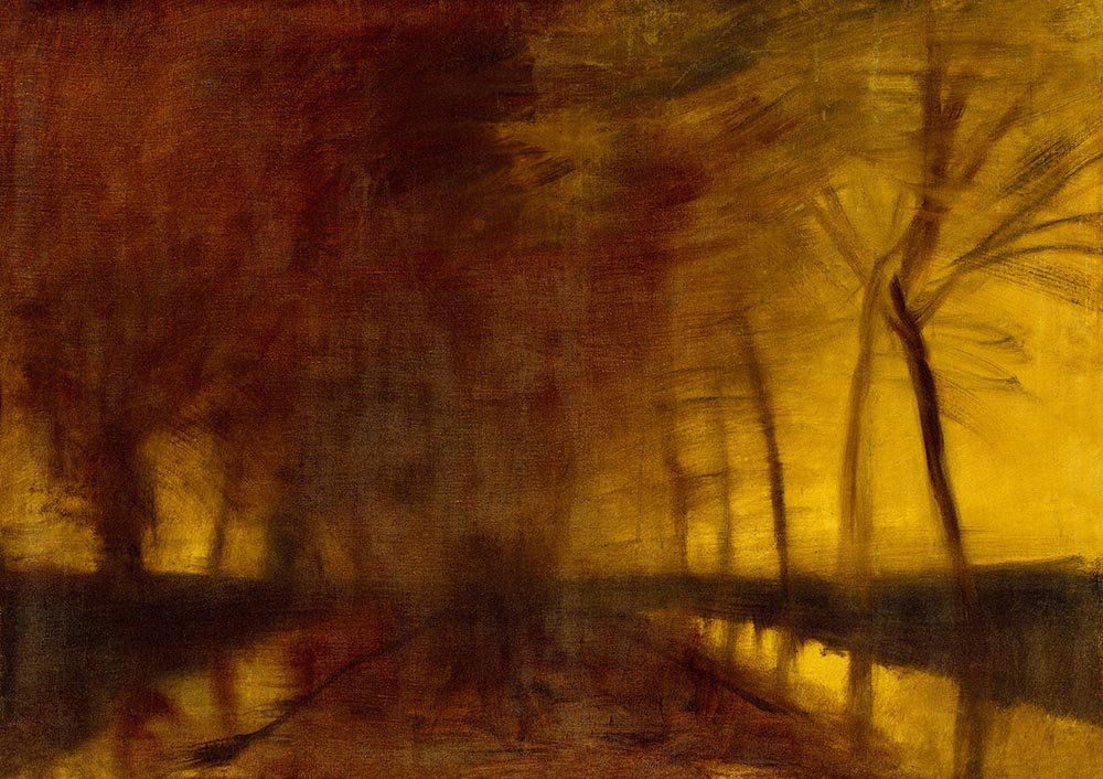 Mednyanszky Laszlo, 1852-1919, Forest at Dawn: Artist: Mednyanszky Laszlo Dates: 1852-1919 Title: Forest at Dawn Size: 71x100,5 cm Technique: Oil on canvas Signature: Unsigned