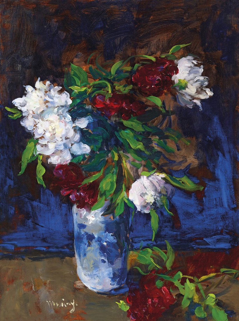 Morinyi Ödön (Edmund Pick Morino): Title: Still-Life with Roses Technique: oil on canvas Size: 80 x 60 Sign: signed lower left: Morinyi