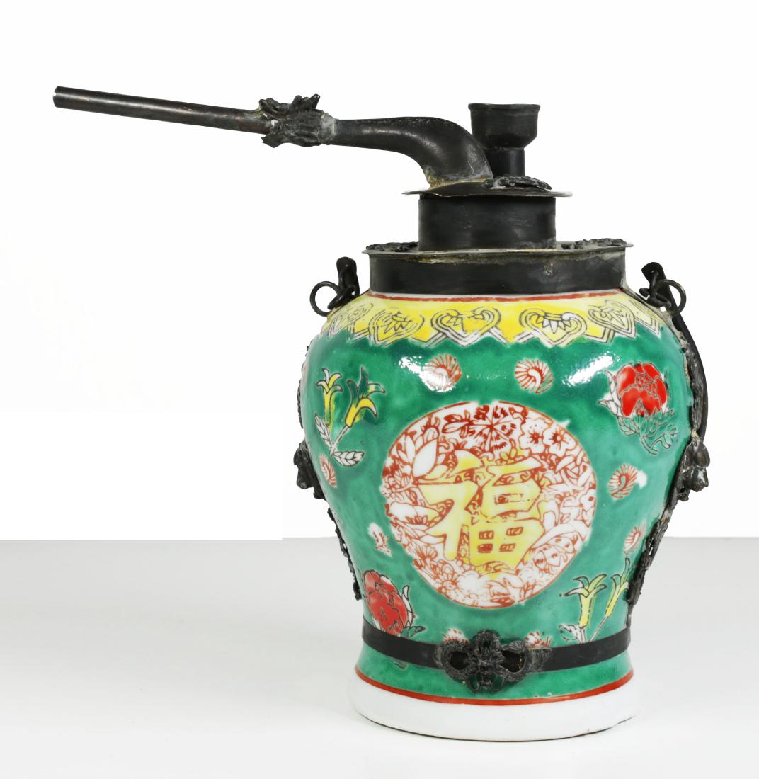 Porcelain water pipe. Handmade painted 1920 circa (1 of 5)