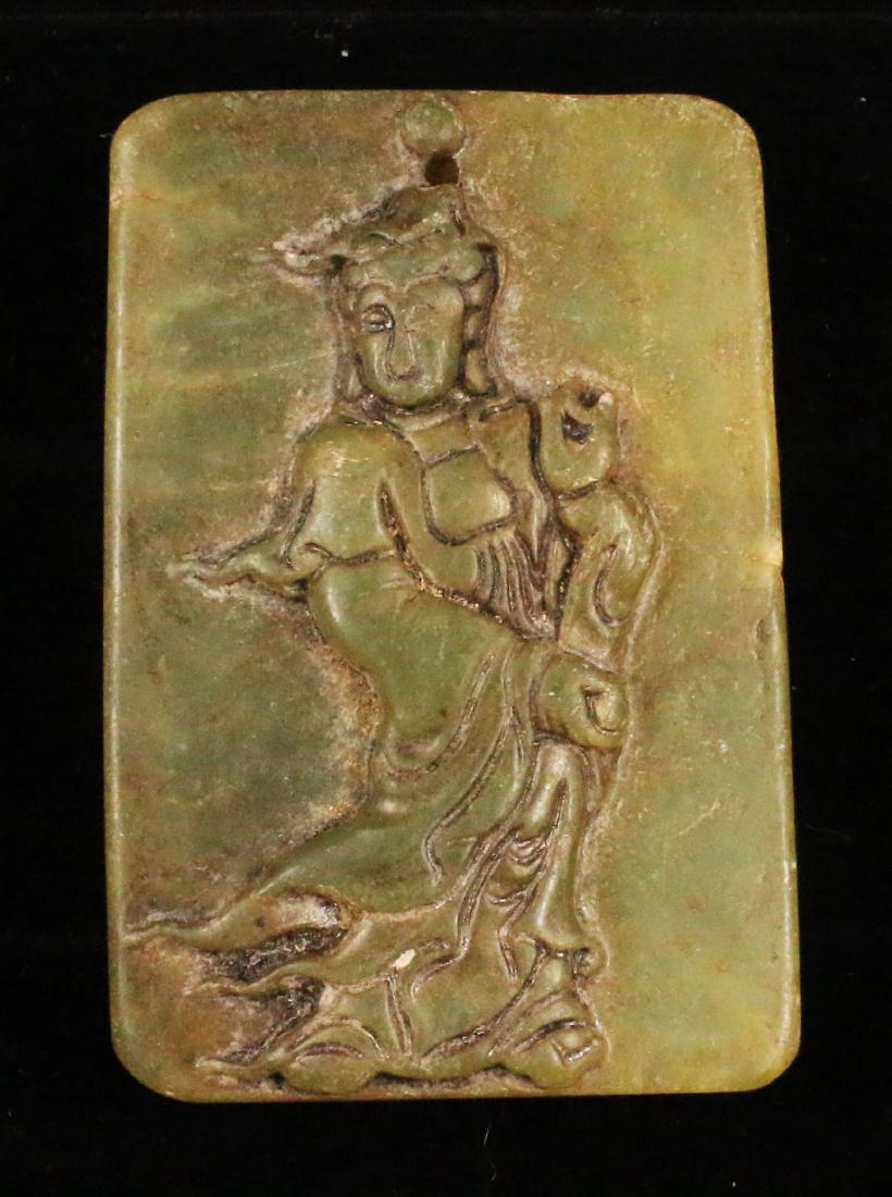 Handcarved jade plaque with Guanyin Buddha. 1920. 57 (1 of 2)