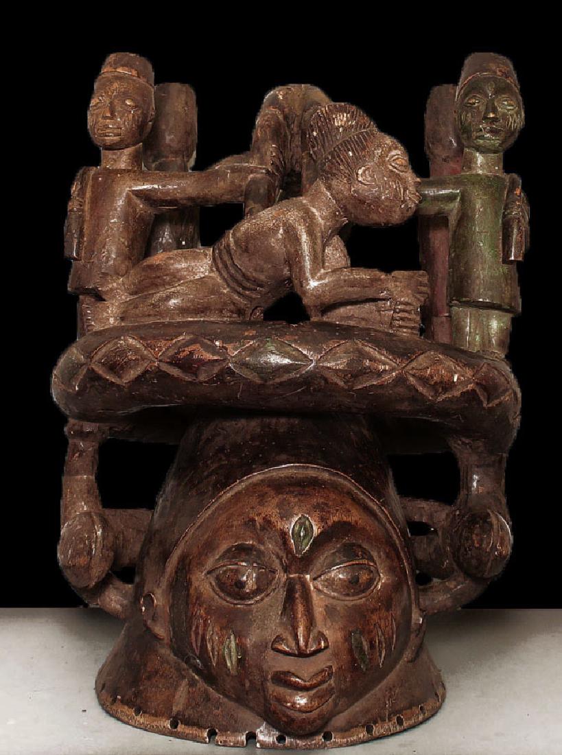 CARVED WOOD YORUBA MASK HELM 53cm 20" (1 of 9)