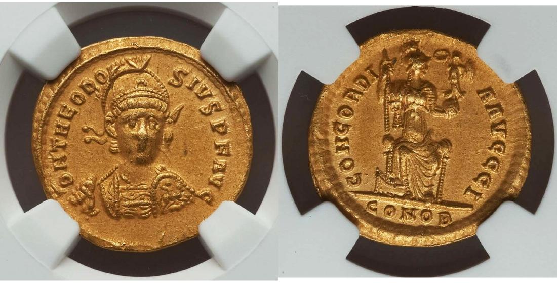 Theodosius II Eastern Roman Emperor Gold solidus AD (1 of 3)