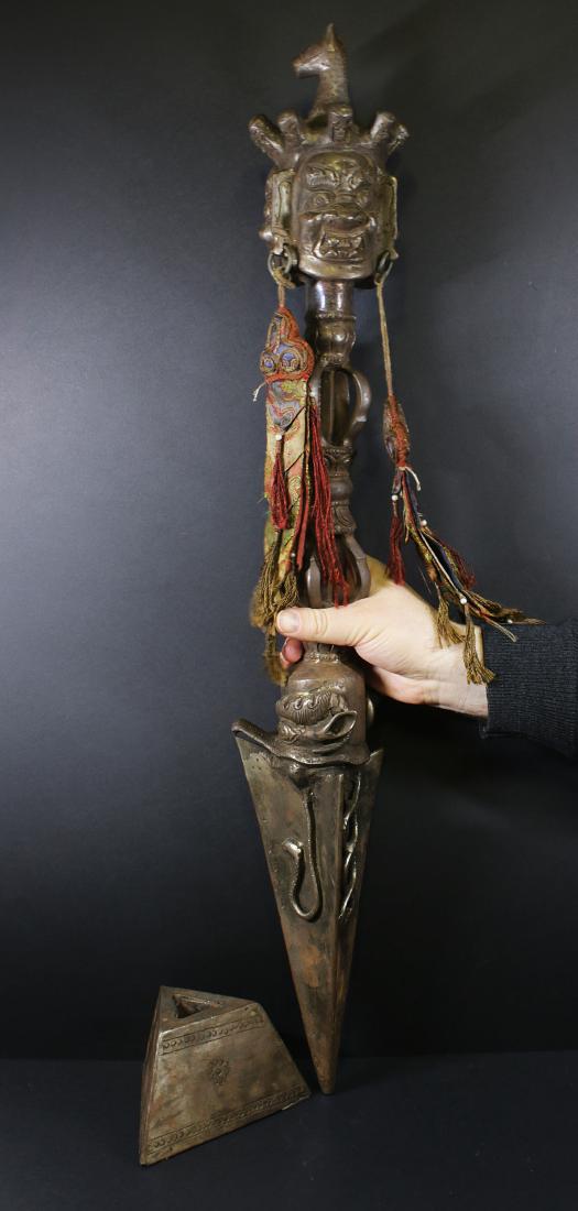 Tibet 1920 Phurba with pedestal from a tibetan temple. (1 of 6)