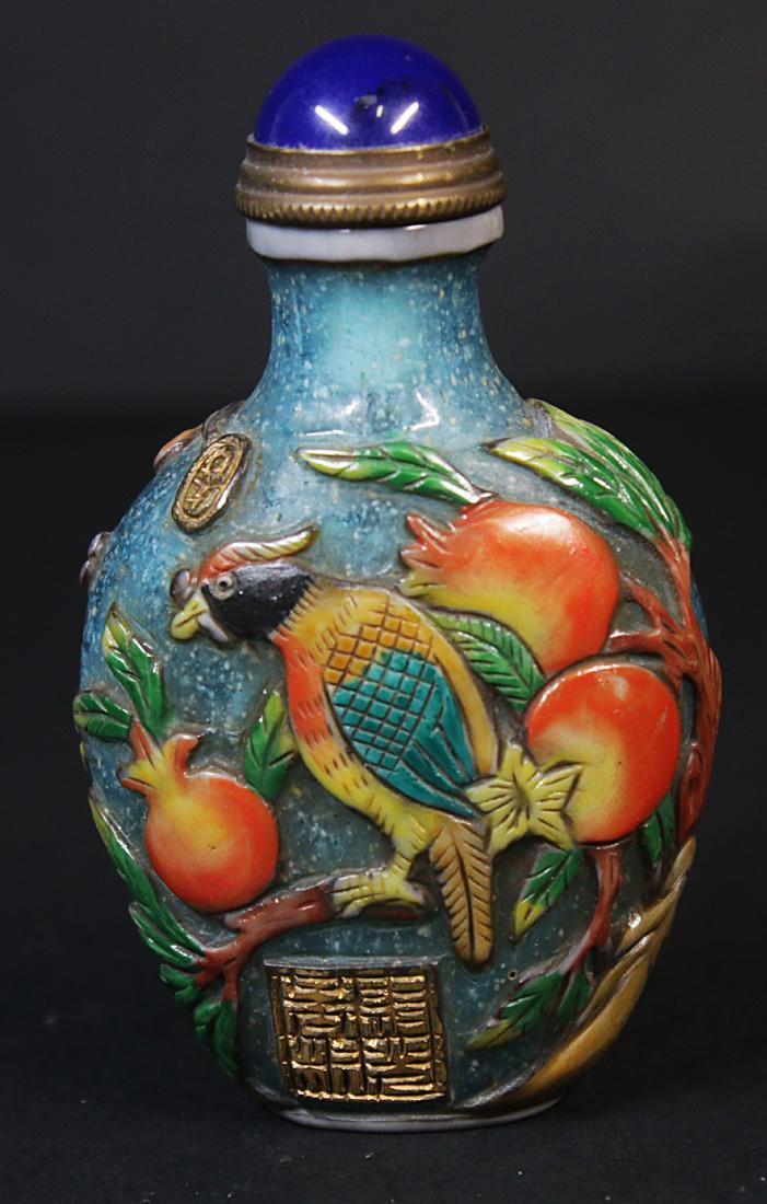 China 1920 glaze Glass Snuff bottle 63 gr. - 7 cm (1 of 5)