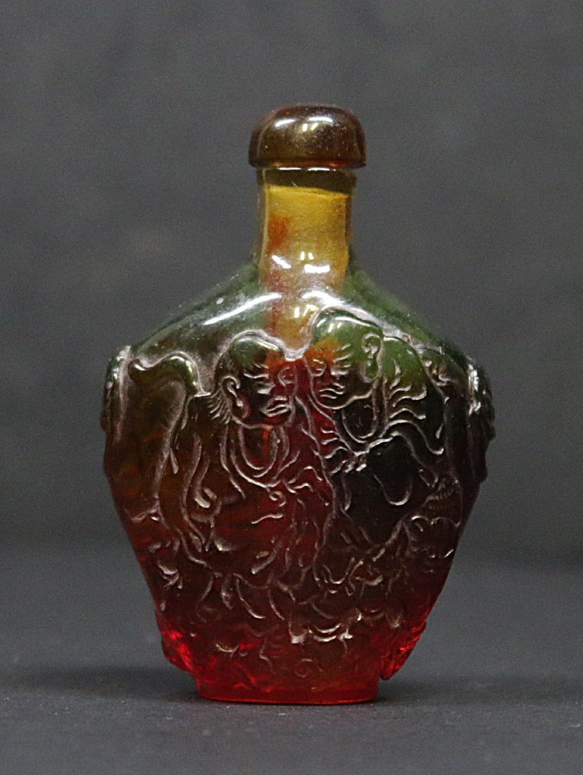 Handcarved amber snuff bottle 1920 circa. (1 of 5)