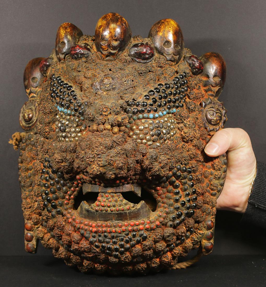 Tibet Himalayan tribes 1900 Rare Shaman wooden mask 30 (1 of 3)