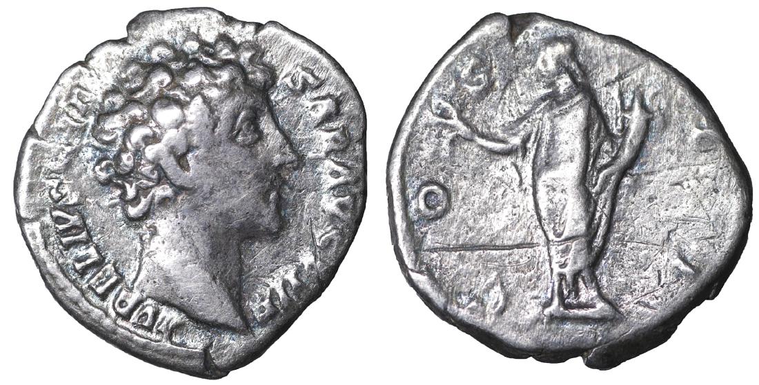 Marcus Aurelius as Caesar 139-161 AD Denarius Traces of (1 of 1)