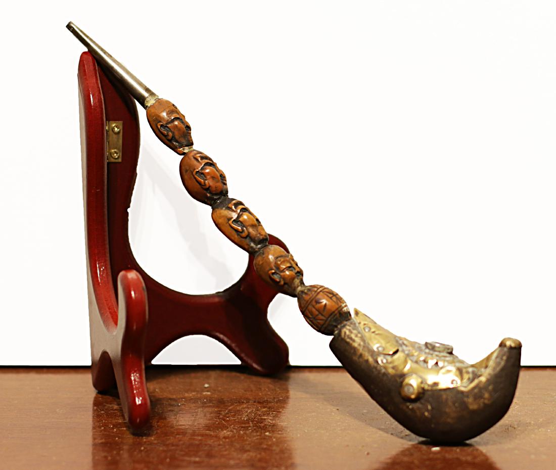 Tibet \ China 1910 Handcarved Bamboo Opium Pipe (1 of 4)