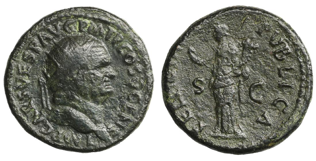 Vespasian (69-79). Dupondius. Rome. AD 74. XF (1 of 1)