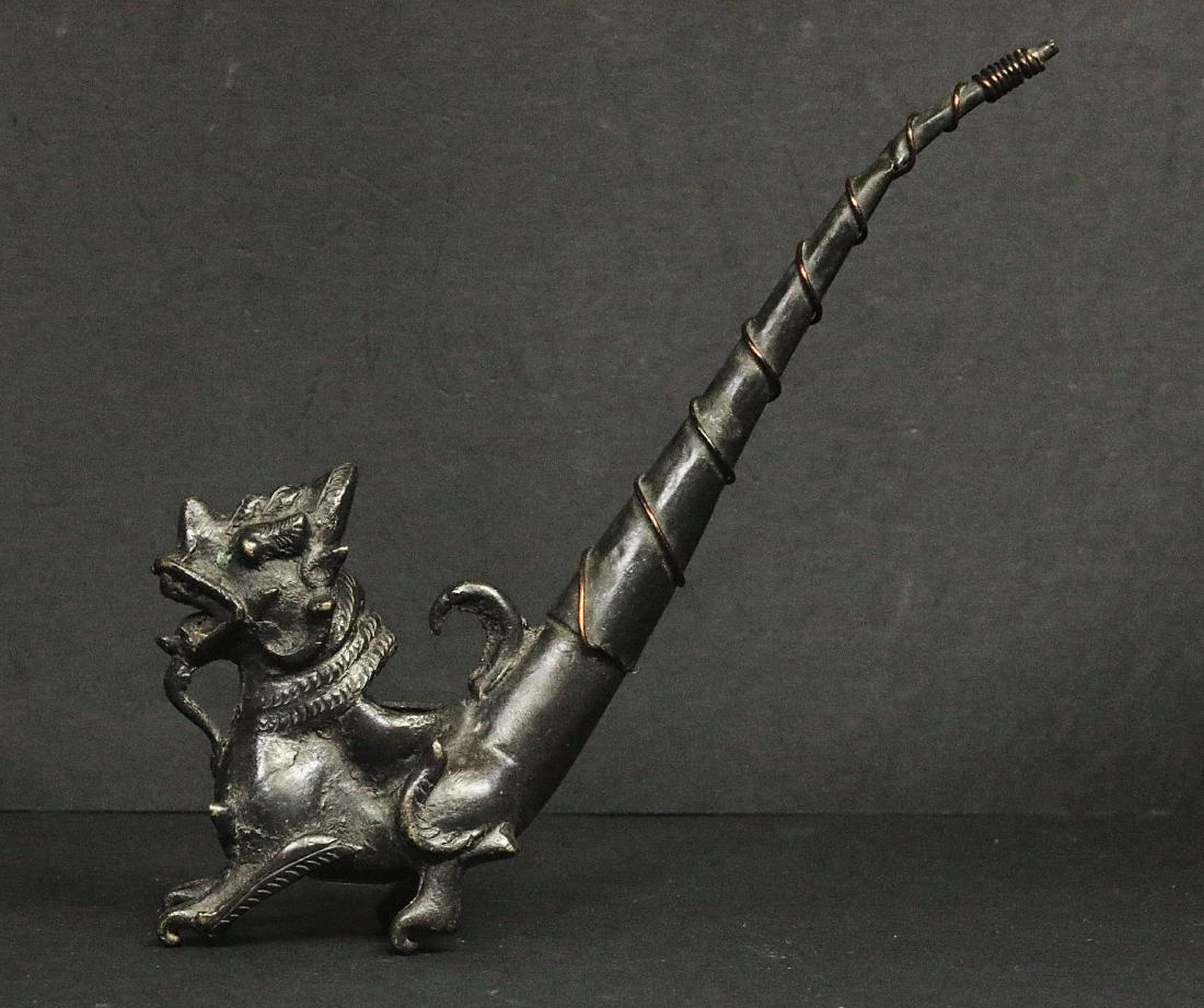 China MinGuo 1920 AD Brass opium pipe 20x14x6 cm (1 of 4)