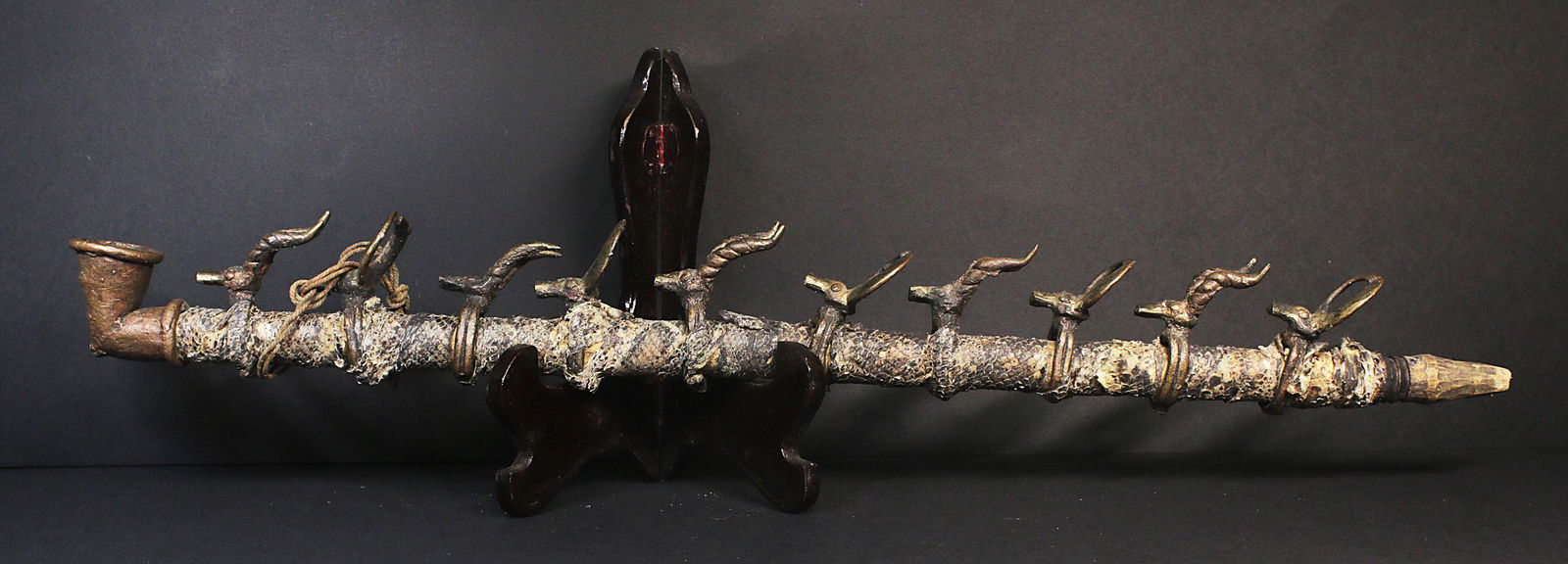 Ivory Coast Senufo people 1930/1950 AD Brass pipe snake (1 of 6)