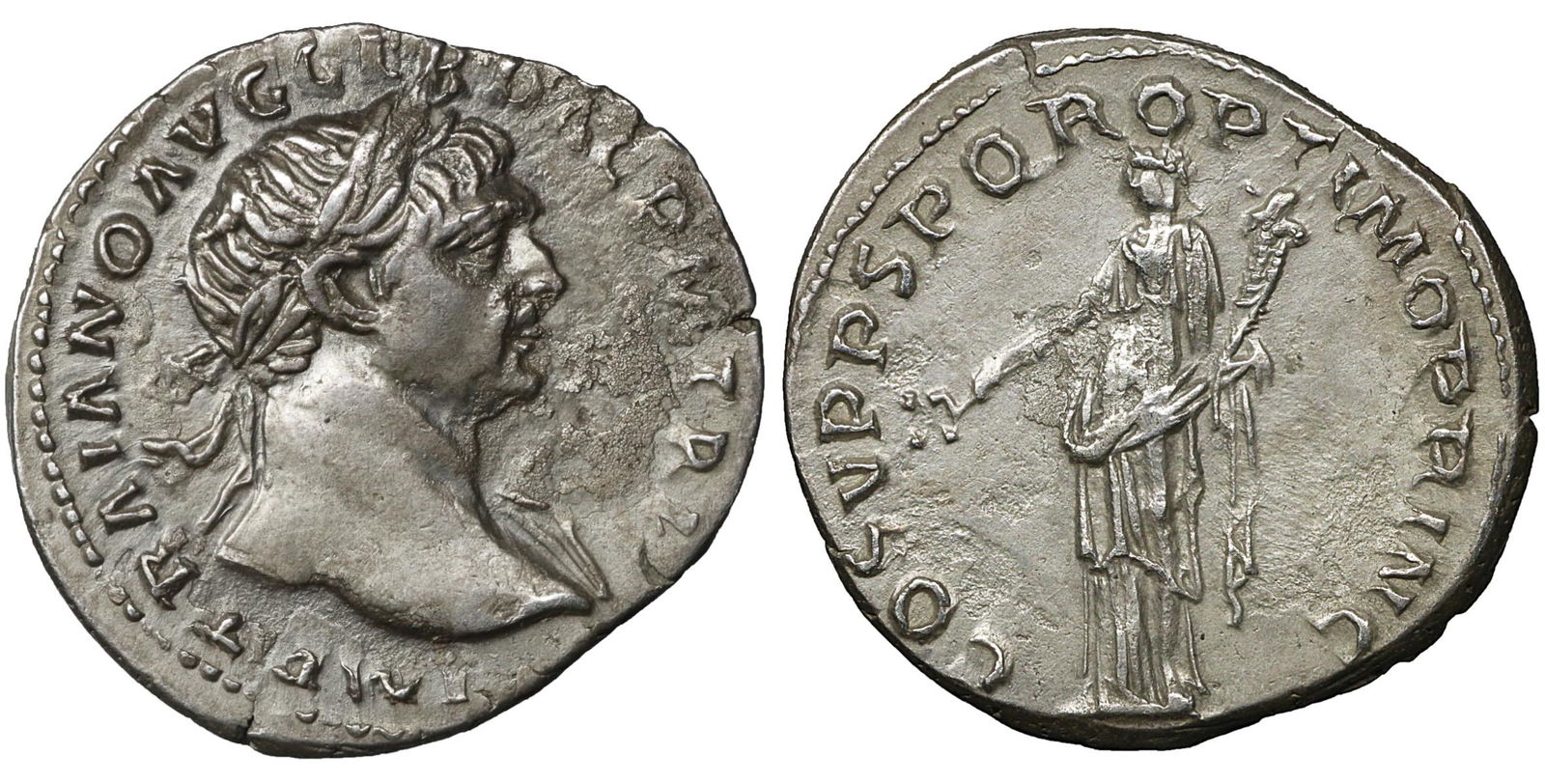 Trajan Silver Denarius 103-111 AD XF Roman Coin (1 of 1)