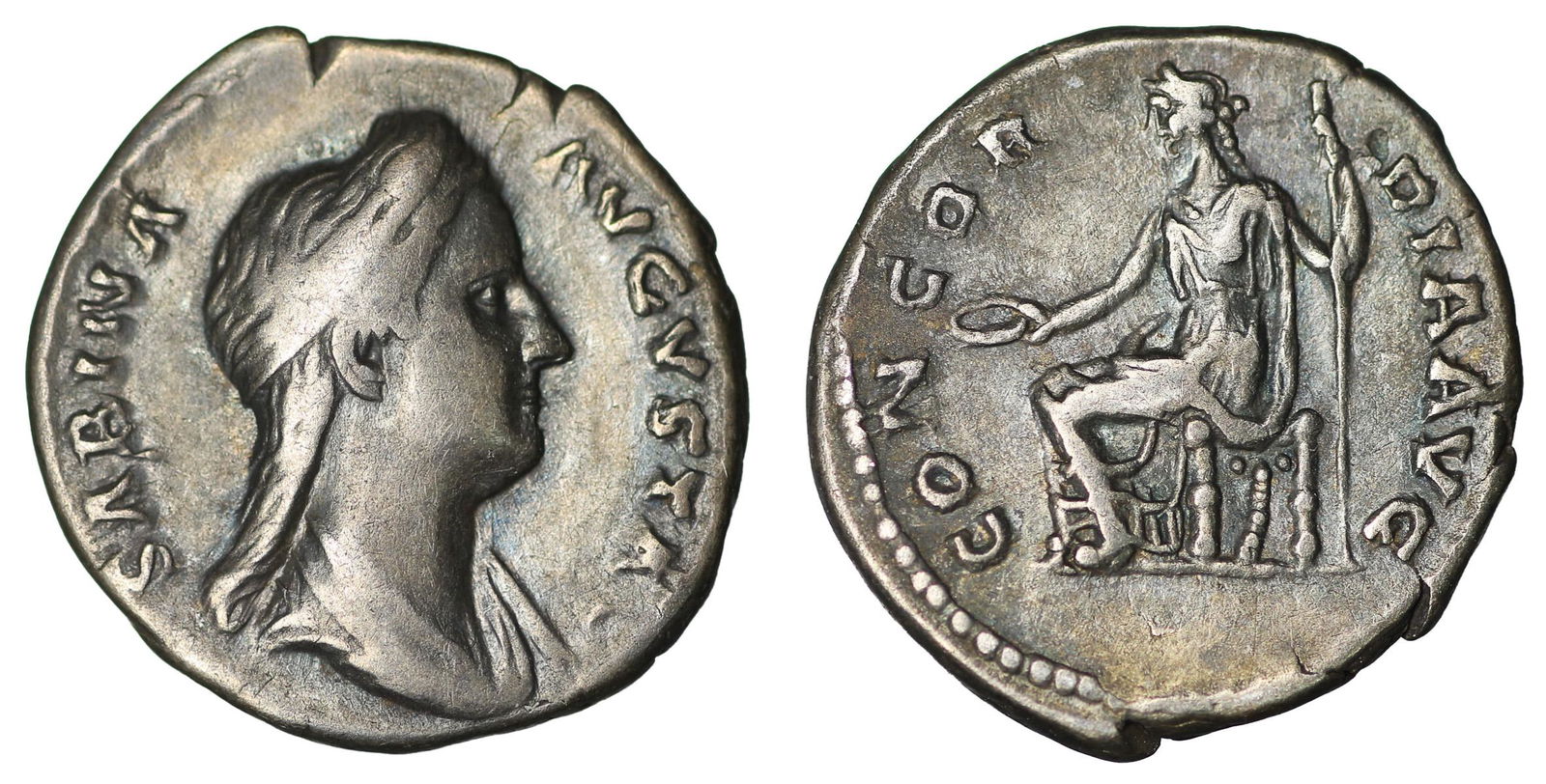 Sabina Augusta, AD 128-136 Silver Denarius Roman (1 of 1)
