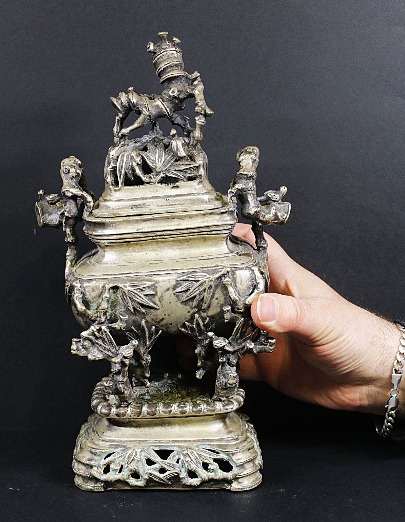 China metal censer Xuan Tong period with mark 1908 (1 of 8)