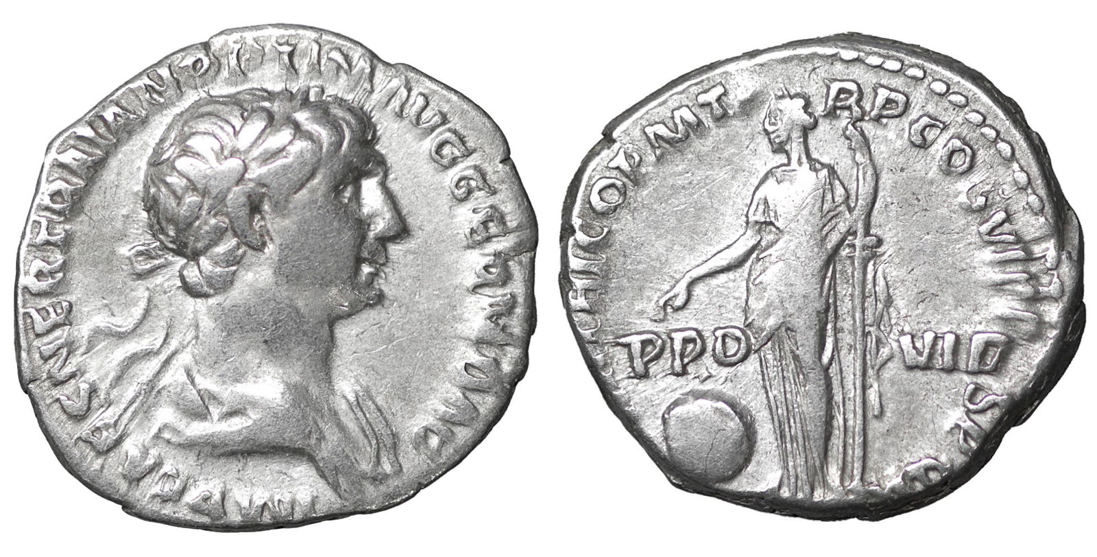 Trajan Silver Denarius 114-117 XF  Roman empire Coin (1 of 1)