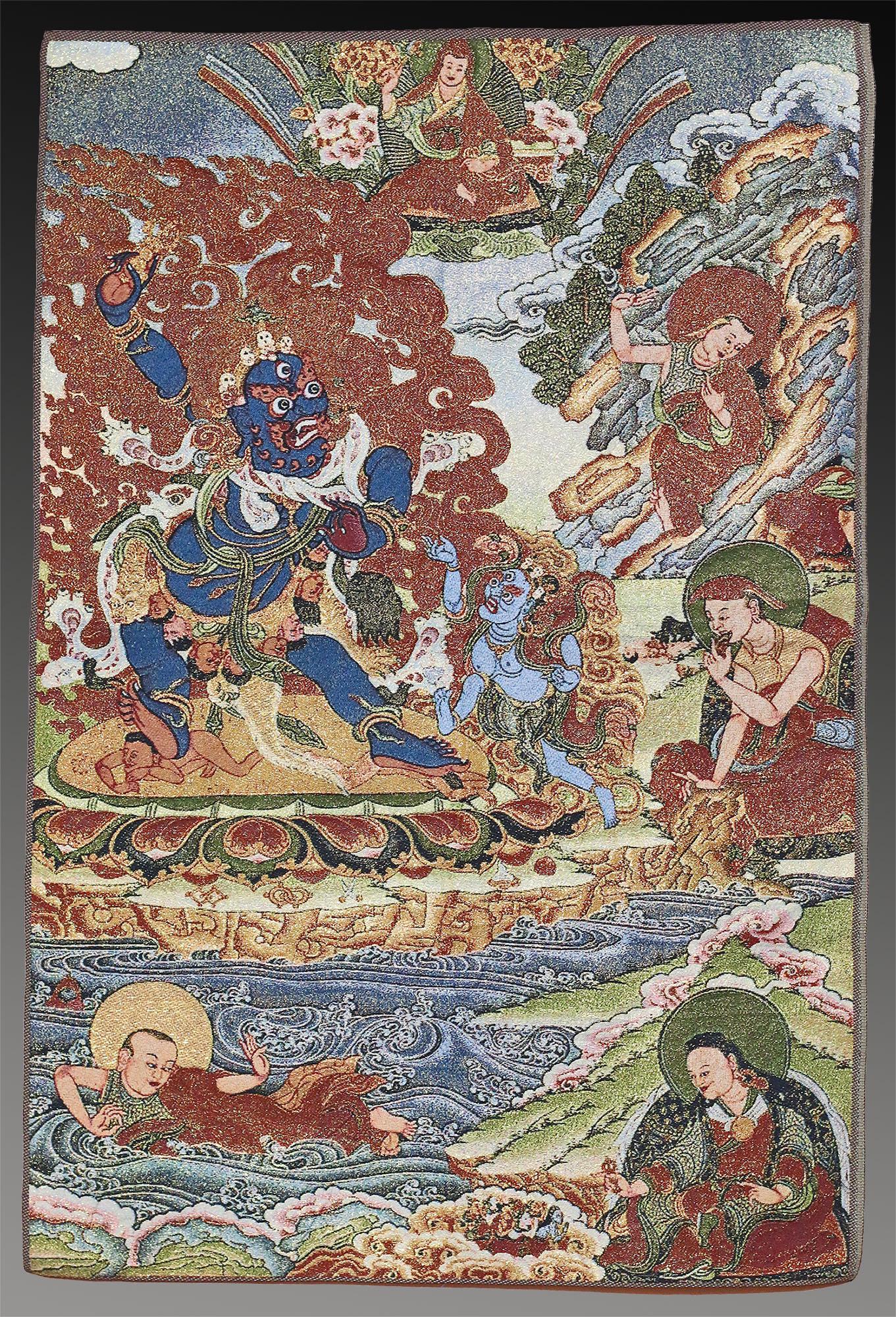 Tibet 1950 Temple Thangka handmade woven in silk and (1 of 3)