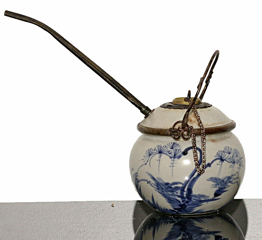 China 1850-1905 AD. Porcelain water opium pipe in round (1 of 5)