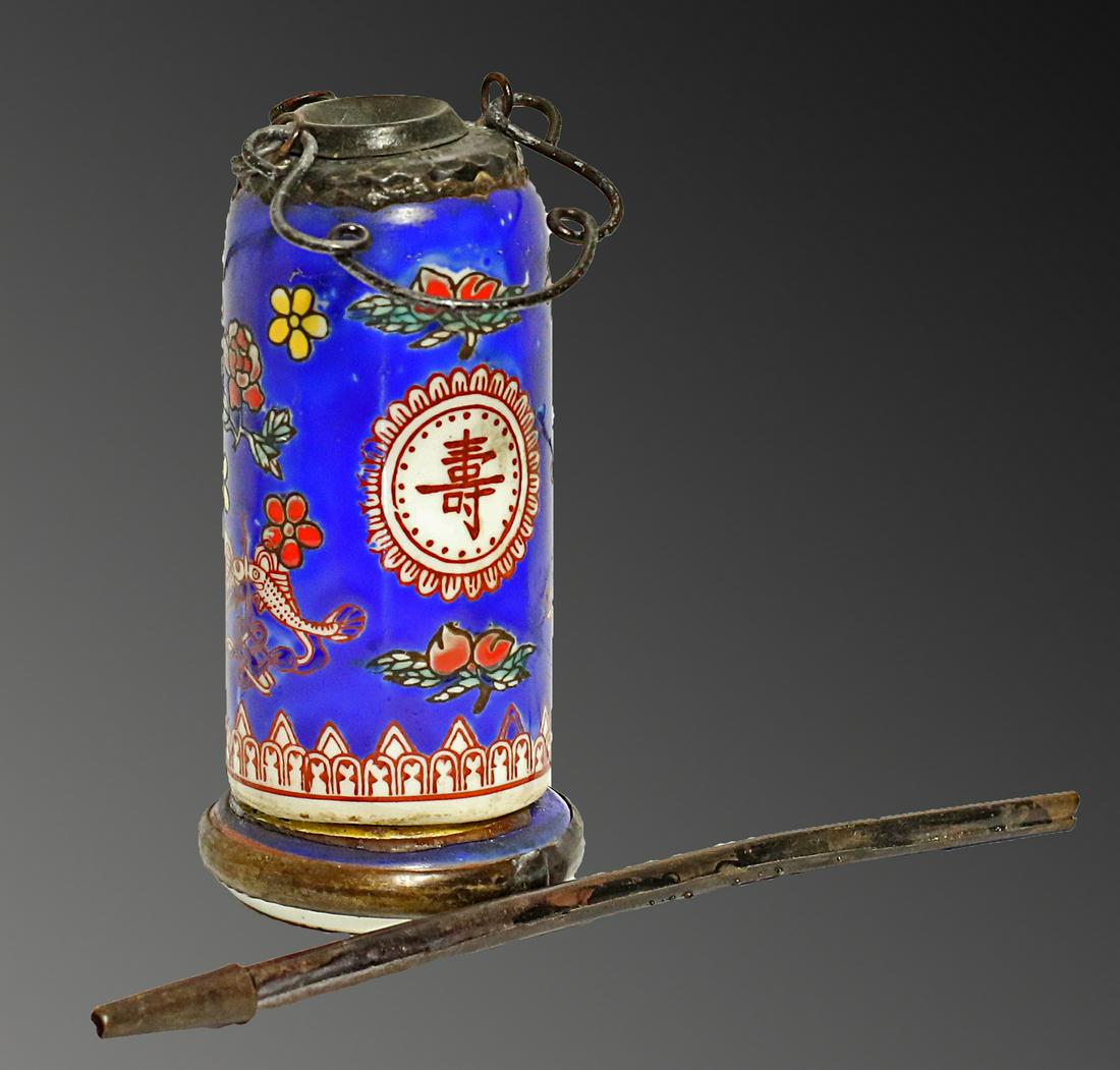 China 1920 Porcelain water pipe. Handmade painted (1 of 3)