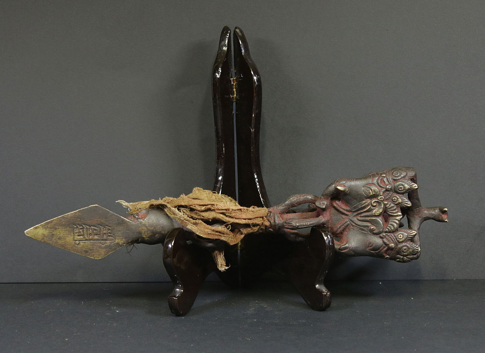 Tibet 1850 Bronze Ceremonial Phurba Ganapati 31 cm. (1 of 6)