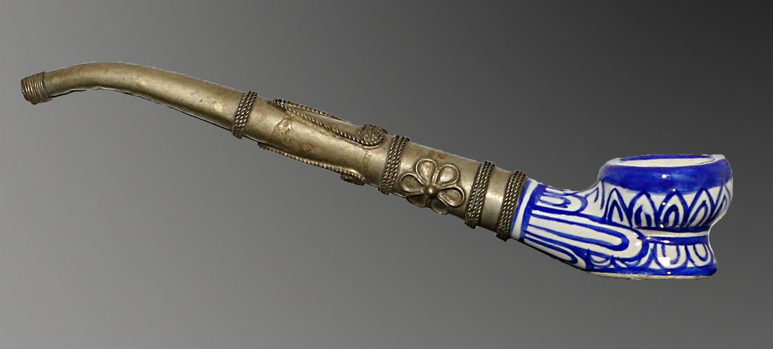 China Min Guo period 1920 Silvered brass and porcelain (1 of 2)