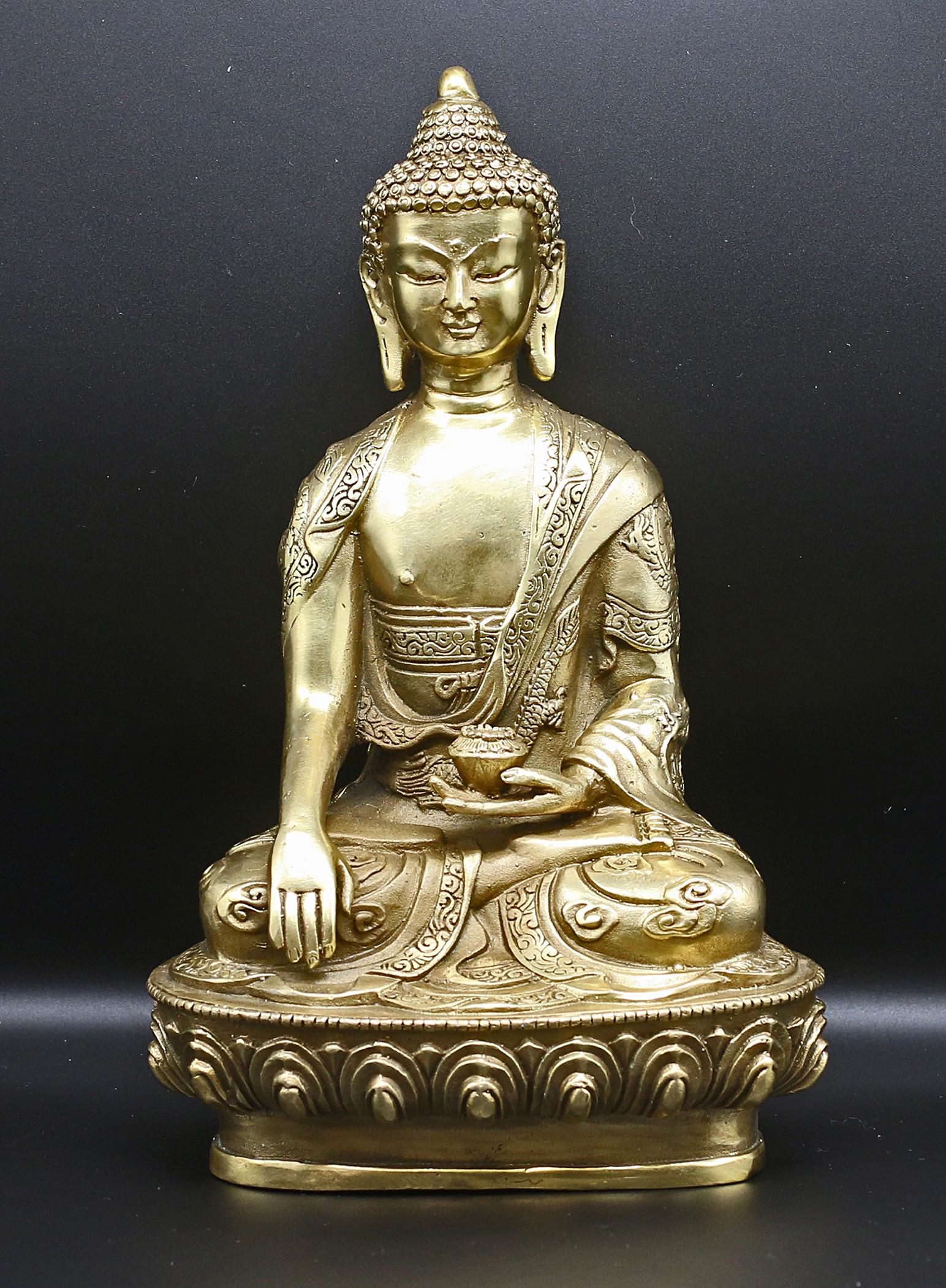 Tibet 1960 Gold plated Shakyamuni Buddha 20 cm (1 of 7)