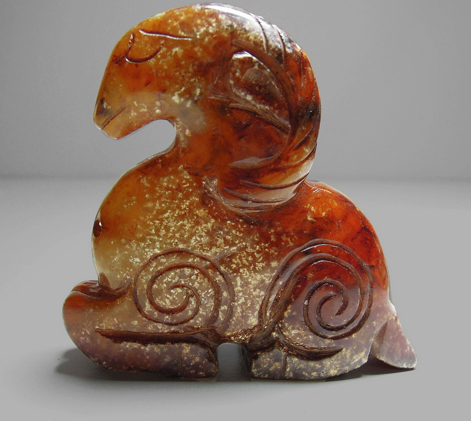 BeiJing 1920 Handcarved Stilized jade dragon statue (1 of 3)