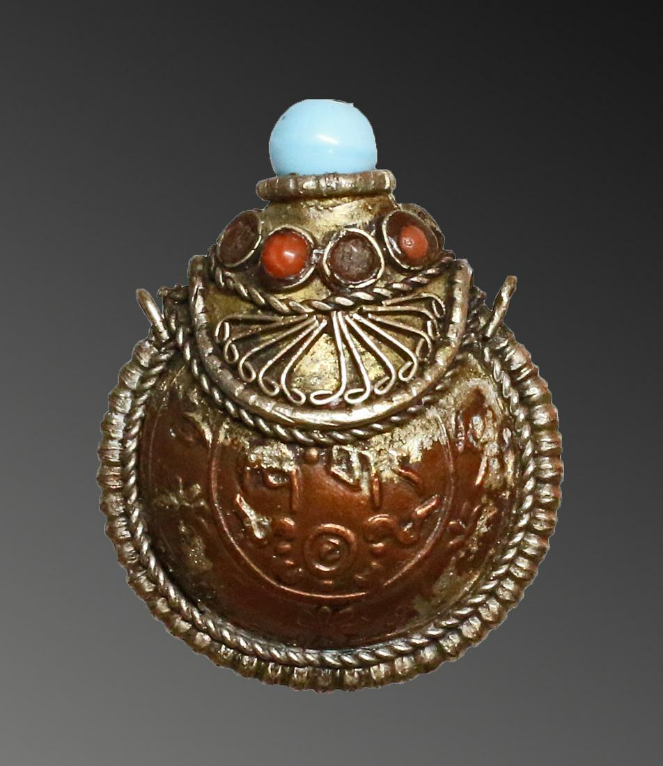 Tibet 1920 Handmade Snuff bottle pendant decorated with (1 of 2)