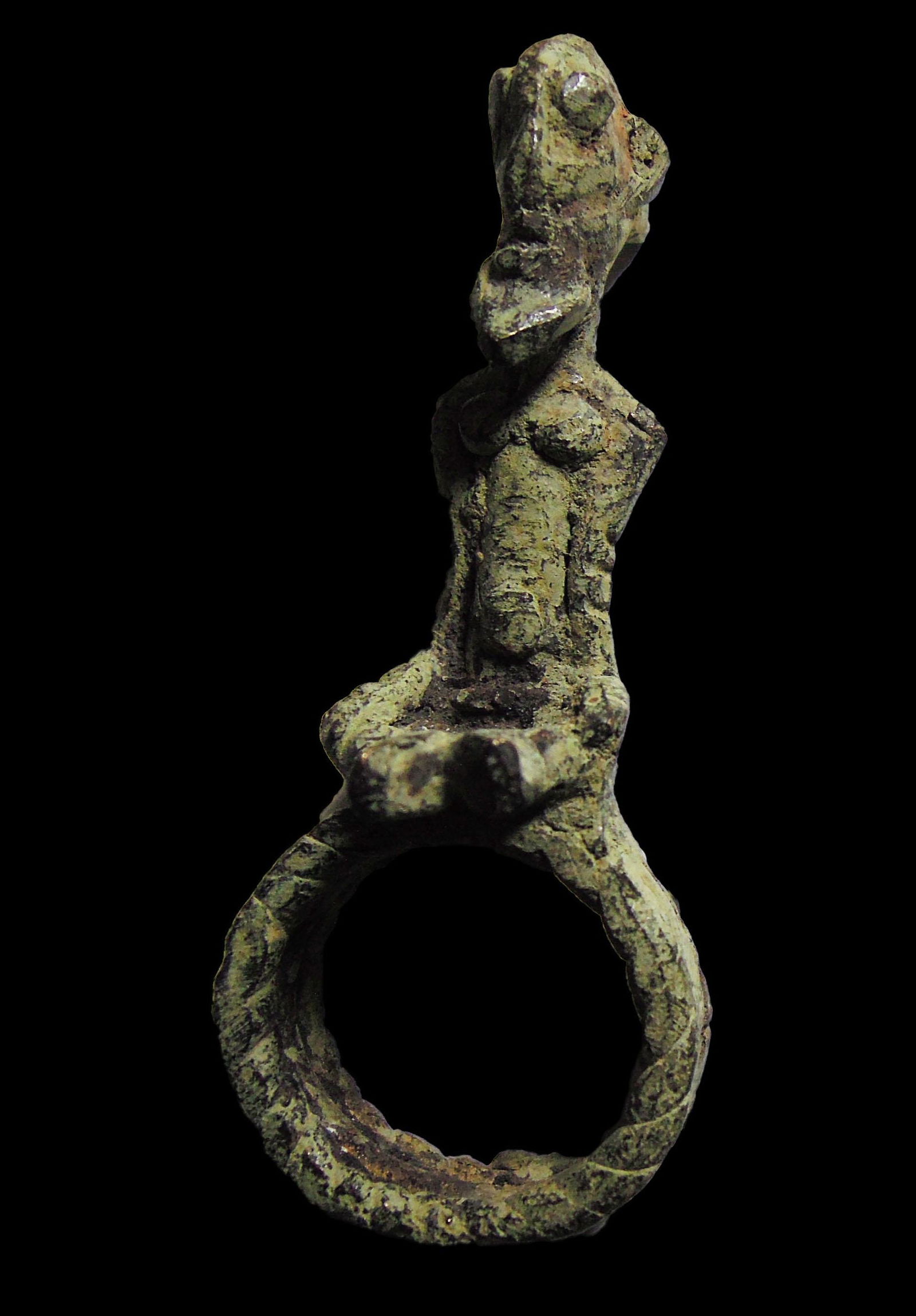 Mali Dogon people Ring Human figure on top 1850 AD. (1 of 2)