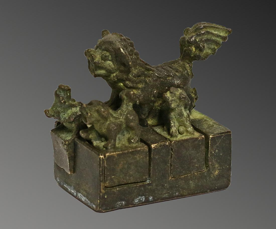 China Qing dynasty 1800 Heavy bronze seals composed by other three seals (1 of 6)