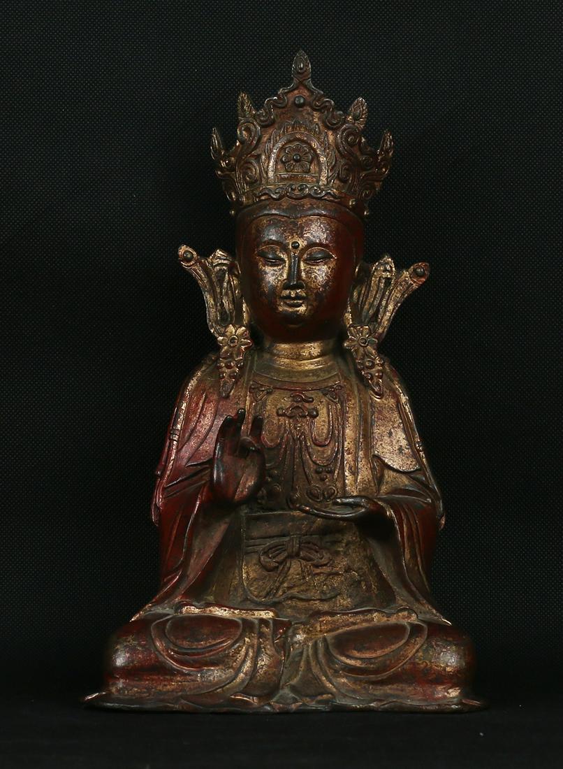 Tibet Old Bronze Buddha statue 1,7kg-27cm (1 of 5)