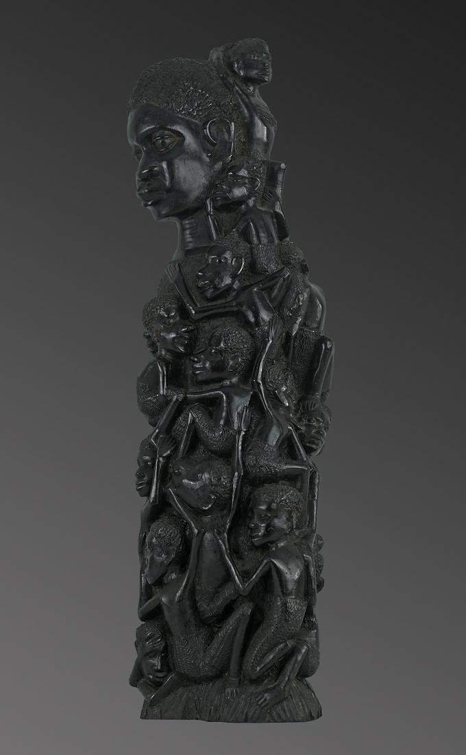 Tanzania Impressive Makonde Ebony Statue â€œTree of Lifeâ€ 9.4 kgâ€“66cm (1 of 7)