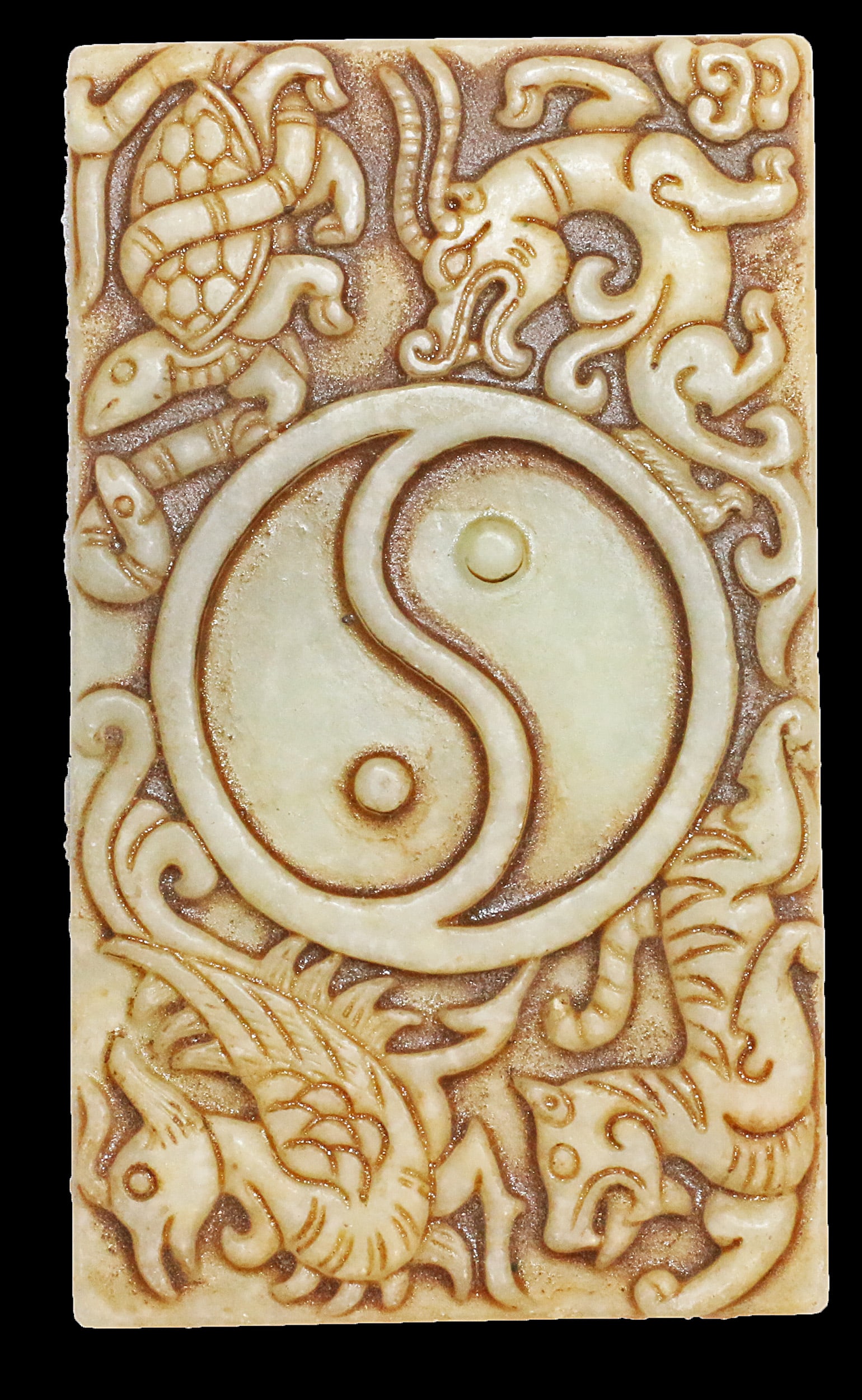 China Min Guo period 1920 White Jade plaque with Taoism symbol. (1 of 3)