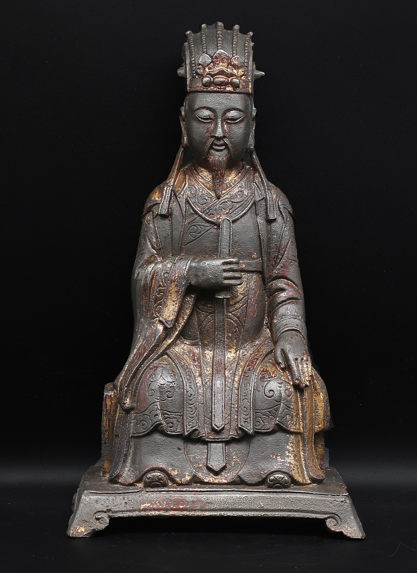 China 1920 Bronze taoism divinity statue 1,3Kg-24,5cm (1 of 5)